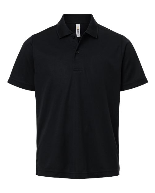 CORE365 CE108Y, Youth Nova Performance Pique Polo, Black