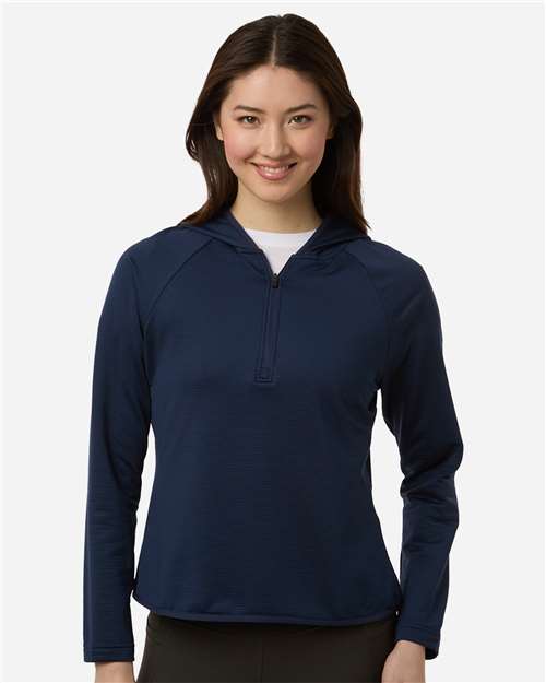 Team 365 TT200W, Women's Qualify Quarter-zip Hooded Pullover, Sport Dark Navy