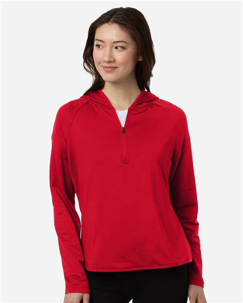 Team 365 TT200W, Women's Qualify Quarter-zip Hooded Pullover, Sport Red