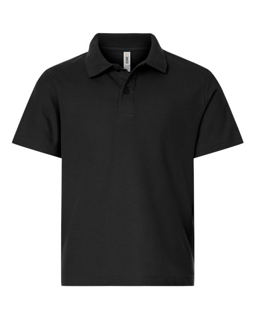 CORE365 CE106Y, Youth Resolve Cvc Performance Pique Polo, Black