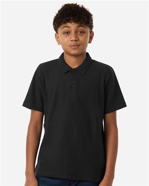 CORE365 CE106Y, Youth Resolve Cvc Performance Pique Polo, Black