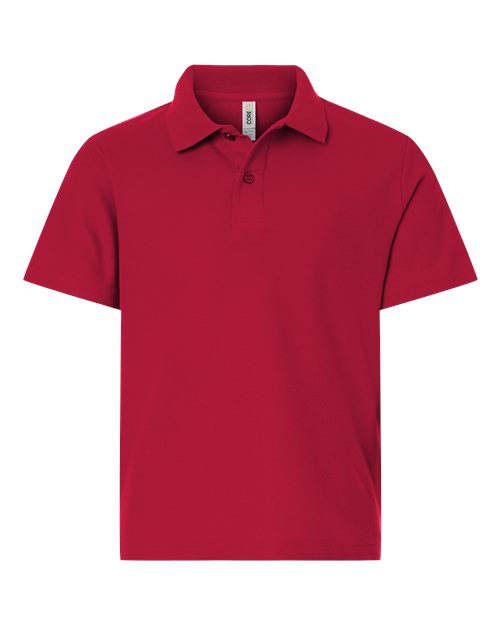CORE365 CE106Y, Youth Resolve Cvc Performance Pique Polo, Classic Red
