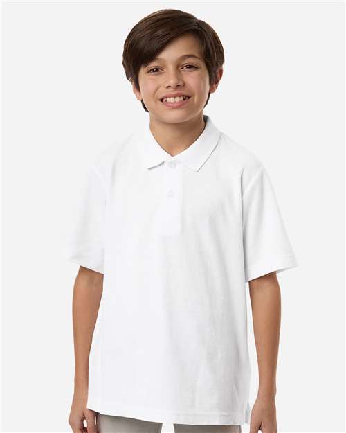 CORE365 CE106Y, Youth Resolve Cvc Performance Pique Polo, White