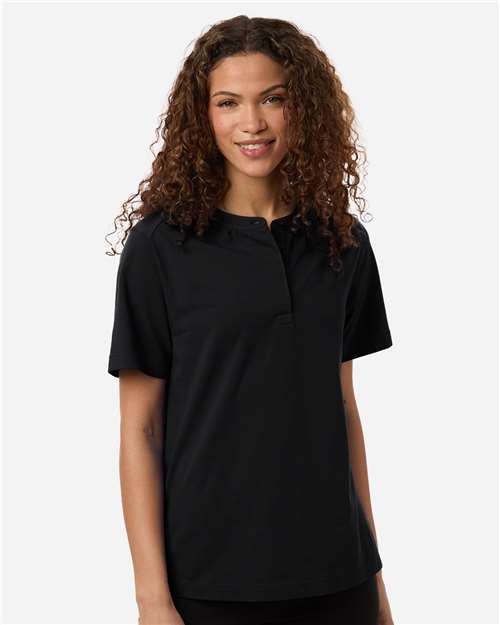 Devon & Jones DG102W, Women's Seaton Pebble Textured Polo, Black