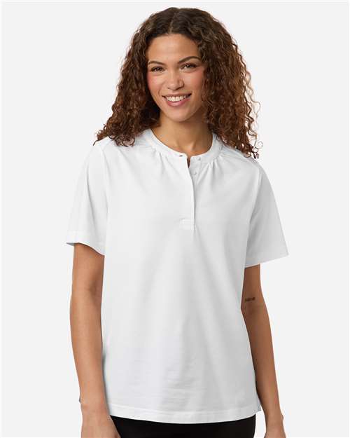 Devon & Jones DG102W, Women's Seaton Pebble Textured Polo, White