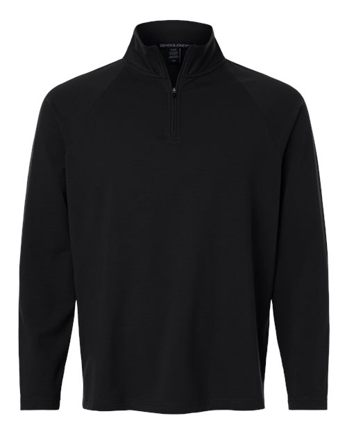 Devon & Jones DG402, Men's Seaton Pebble Textured Quarter-zip Pullover, Black