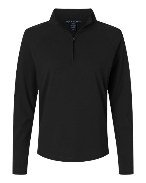 Devon & Jones DG402W, Women's Seaton Pebble Textured Quarter-zip Pullover, Black