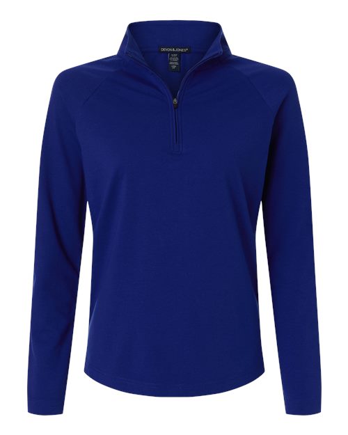 Devon & Jones DG402W, Women's Seaton Pebble Textured Quarter-zip Pullover, Midnight Royal