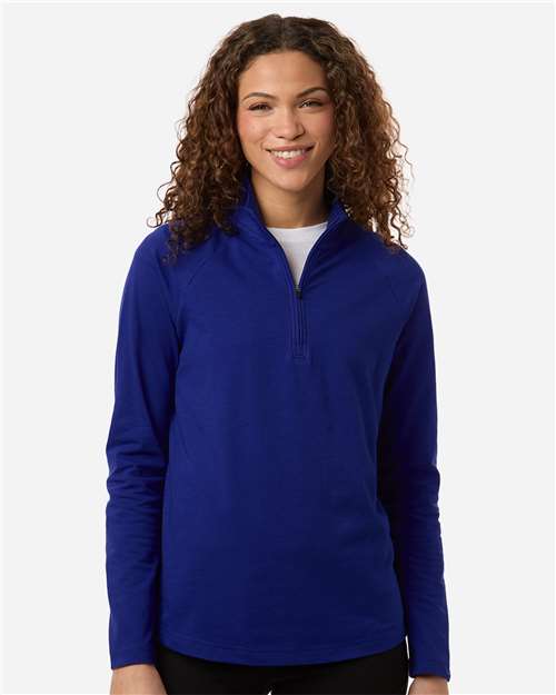 Devon & Jones DG402W, Women's Seaton Pebble Textured Quarter-zip Pullover, Midnight Royal