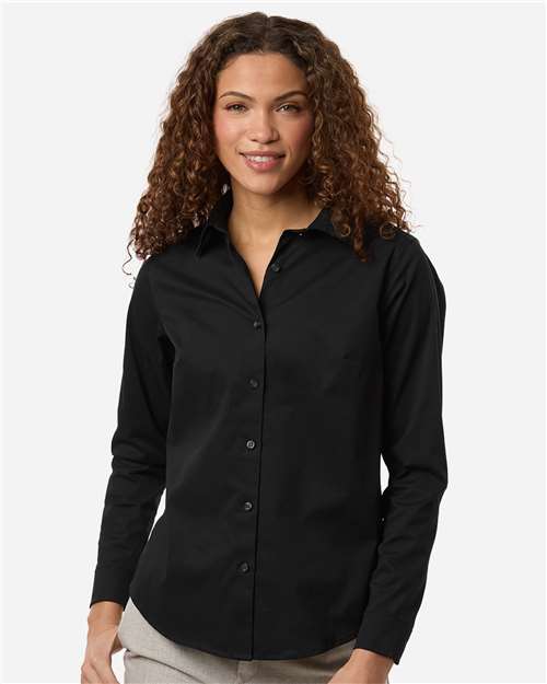 Devon & Jones DG505W, Women's Crownlux Performance Spencer Poplin Dress Shirt, Black