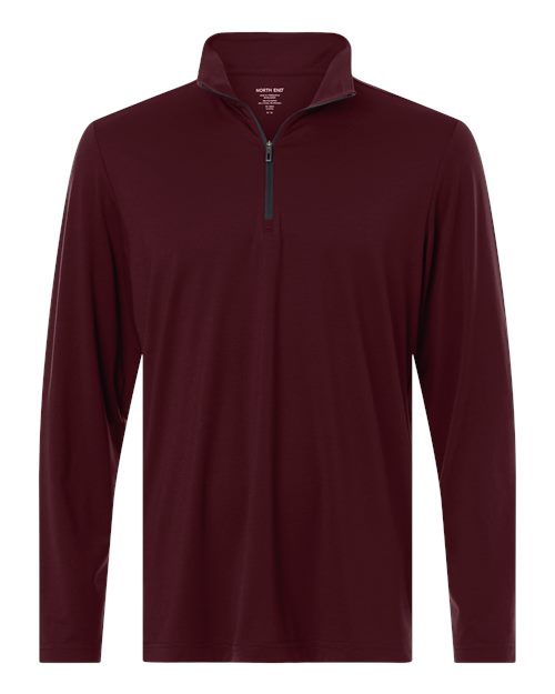 North End NE405, Men's Jaq Stretch Performance Quarter-zip, Burgundy/ Carbon