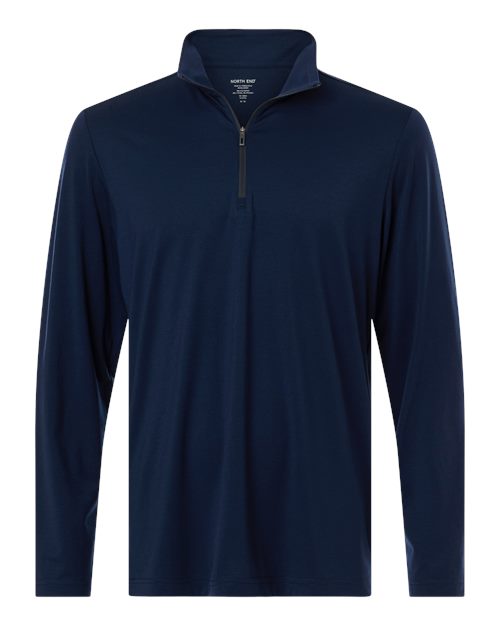 North End NE405, Men's Jaq Stretch Performance Quarter-zip, Classic Navy/ Carbon