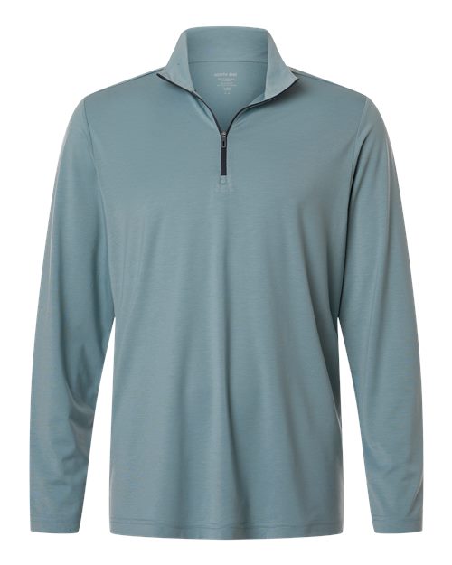 North End NE405, Men's Jaq Stretch Performance Quarter-zip, Opal Blue/ Carbon