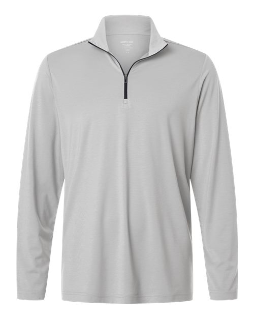 North End NE405, Men's Jaq Stretch Performance Quarter-zip, Platinum/ Carbon