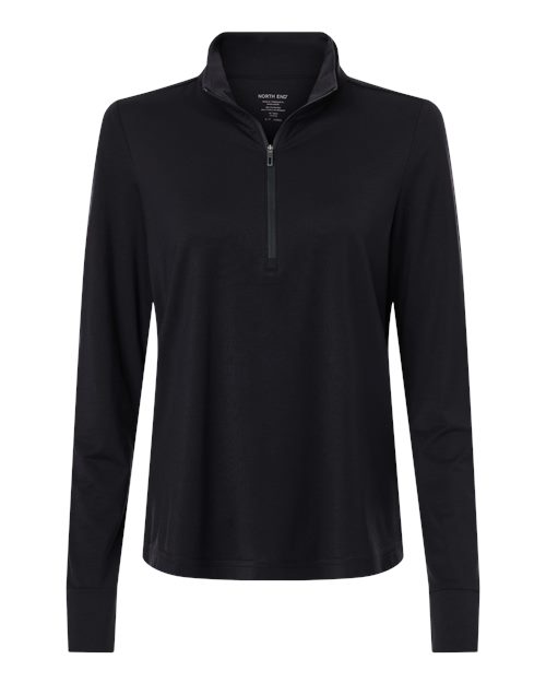 North End NE405W, Women's Jaq Stretch Performance Quarter-zip, Black/ Carbon