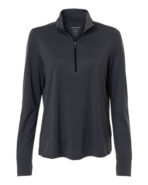 North End NE405W, Women's Jaq Stretch Performance Quarter-zip, Carbon/ Black