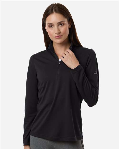 Adidas A400, Women's Lightweight Quarter-zip Pullover, Black