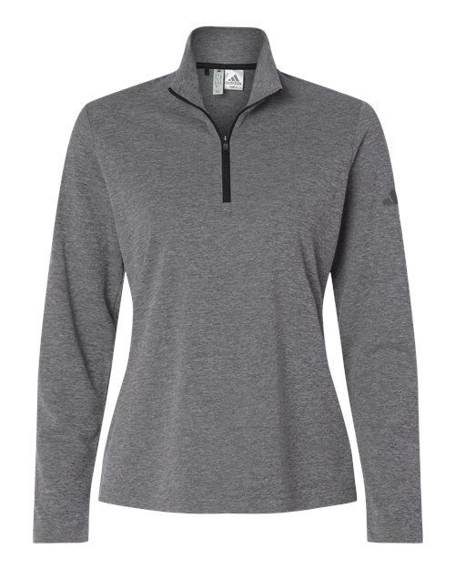 Adidas A400, Women's Lightweight Quarter-zip Pullover, Black Heather