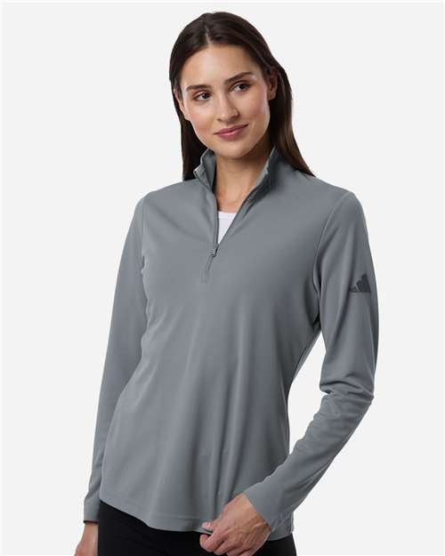 Adidas A400, Women's Lightweight Quarter-zip Pullover, Grey Three