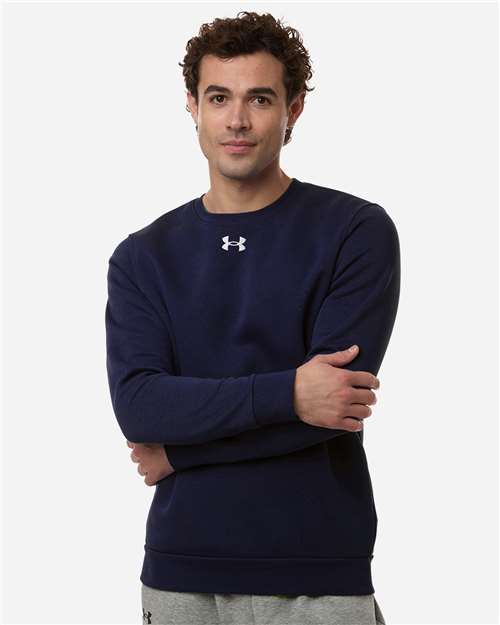 Under Armour 6014160, Men's Team Icon Fleece Crew, Midnight Navy/ White