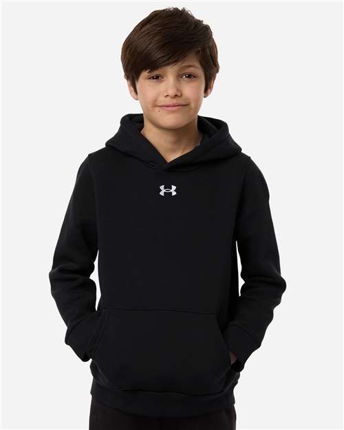 Under Armour 6014162, Youth Team Icon Fleece Hooded Sweatshirt, Black/ White