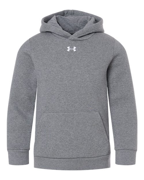 Under Armour 6014162, Youth Team Icon Fleece Hooded Sweatshirt, Pitch Grey Medium Heather/ White
