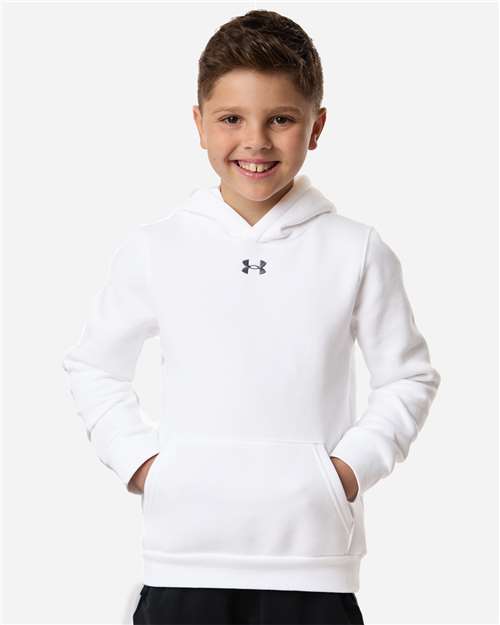 Under Armour 6014162, Youth Team Icon Fleece Hooded Sweatshirt, White/ Pitch Grey Medium Heather