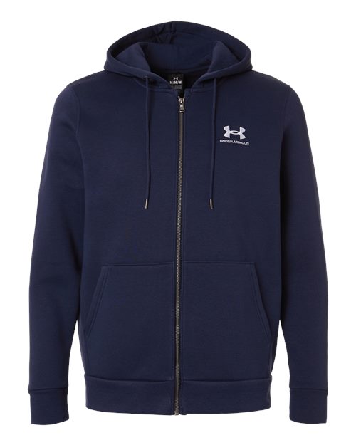 Under Armour 1373881, Men's Icon Fleece Hooded Full-zip, Midnight Navy/ White
