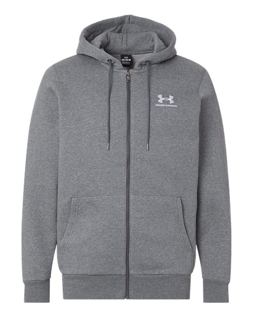 Under Armour 1373881, Men's Icon Fleece Hooded Full-zip, Pitch Grey Medium Heather/ White