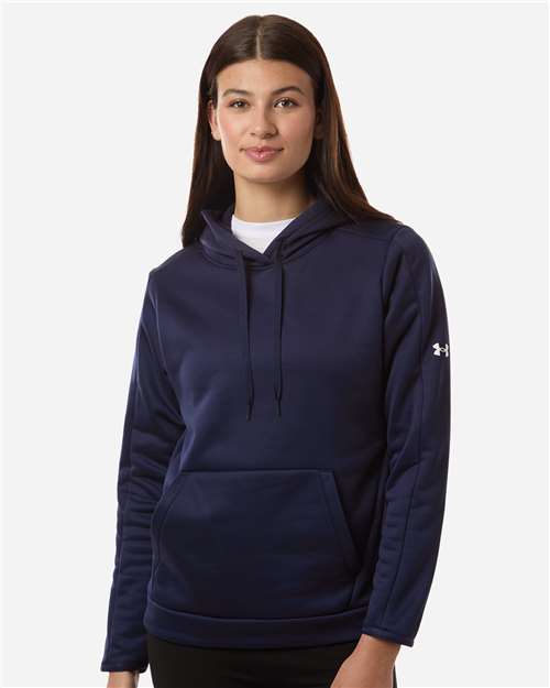 Under Armour 6010943, Women's Armour Fleece Pro Hooded Sweatshirt, Midnight Navy/ White