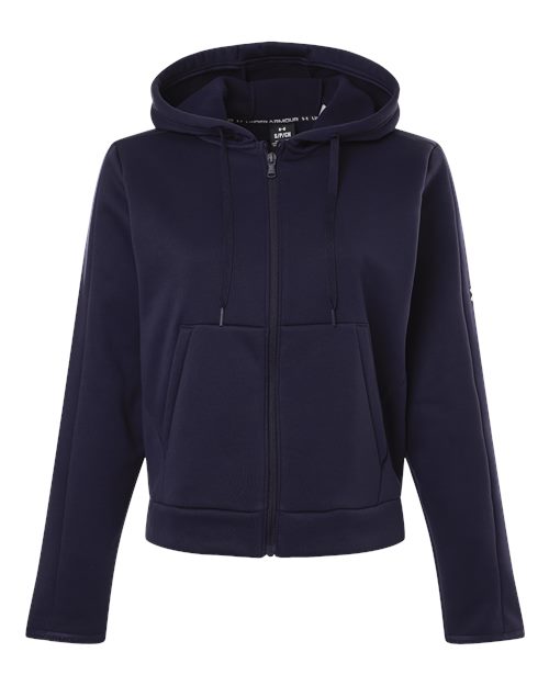 Under Armour 6010941, Women's Armour Fleece Pro Hooded Full-zip, Midnight Navy/ White