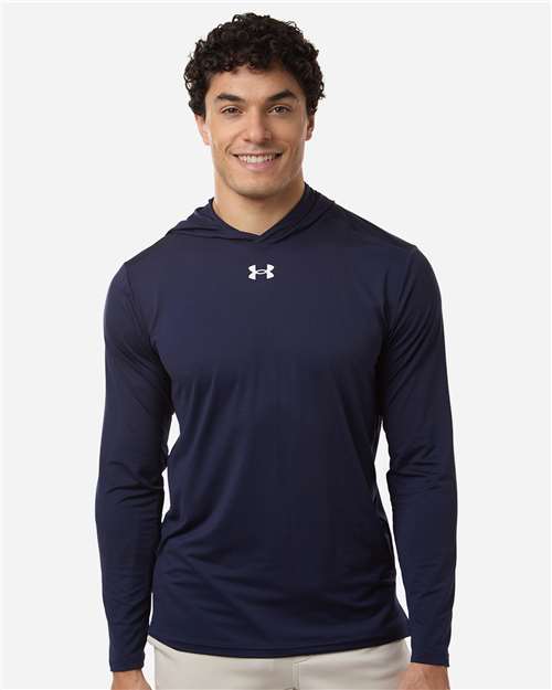 Under Armour 6014164, Men's Team Vanish Hooded Long Sleeve T-shirt, Midnight Navy/ White