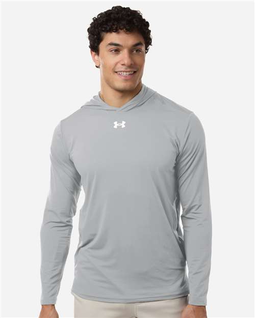 Under Armour 6014164, Men's Team Vanish Hooded Long Sleeve T-shirt, Mod Grey/ White