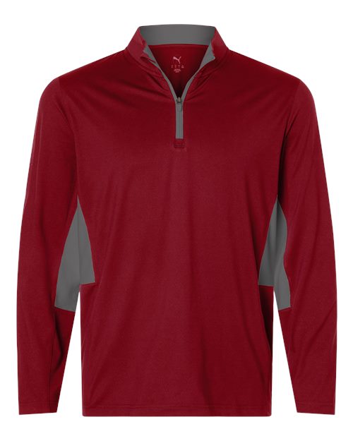 Puma Golf 628858, Men's Pure 2.0 Quarter-zip, Dark Crimson/ Slate Sky