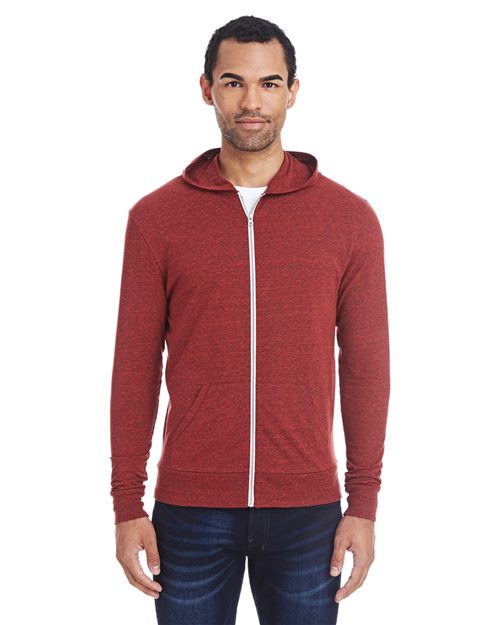 Unisex Triblend Full-Zip Lightweight Hooded Sweatshirt - - 14020 302Z 4-4.9 oz 787E0 CA New ab Cotton Explore Corporate Explore Corporate Company Gear Explore Corporate Uniforms Fleece - Premium - Hood Full-Zips Hooded Long Sleeves Mens & Unisex Neons New AB Pockets Polyester Rayon Recycled Side Seams Sustainable Manufacturing Sustainable Materials Sustainable Styles Sweatshirts & Fleece Tear Away Threadfast Apparel Tops Triblends Zips