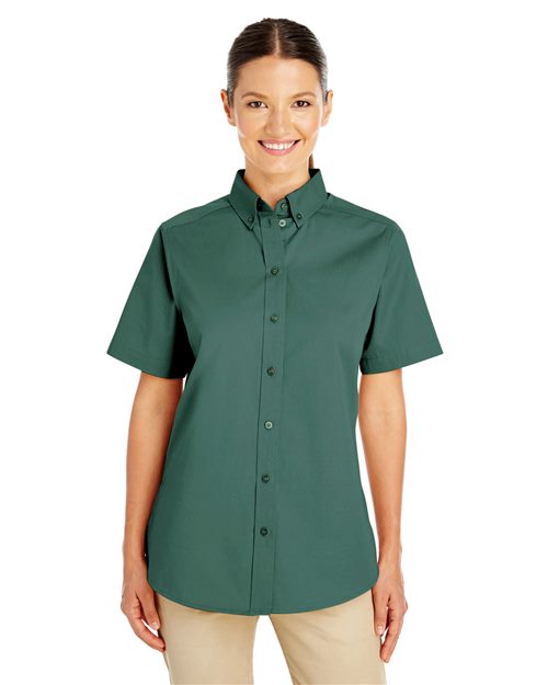 Women's Foundation Cotton Short Sleeve Twill Dress Shirt with Teflon - - 14587 261B9 6-6.9 oz AB Exclusive Brands CA New ab Cotton - 100% Dress Shirts Harriton M582W New AB Short Sleeves Stain Resistant Teflon Tops Womens Workwear Wovens Wovens & Dress Shirts