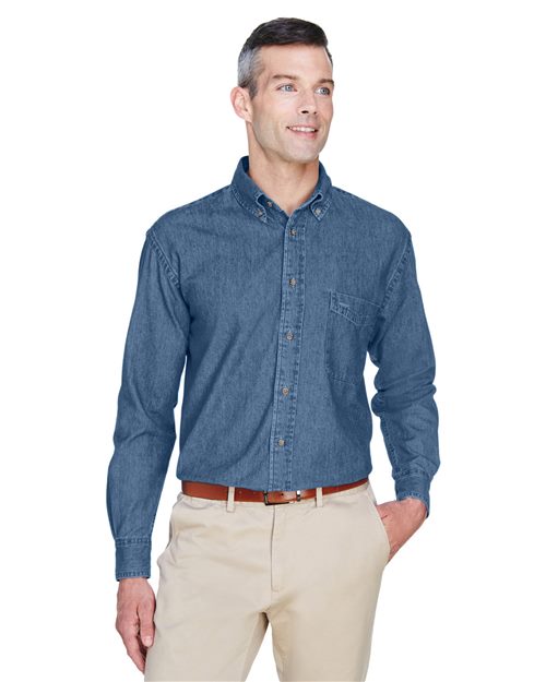 Men's Tall Denim Shirt - - 14698 249B9 6-6.9 oz AB Exclusive Brands CA New ab Cotton - 100% Denim Dress Shirts Harriton Long Sleeves M550T Mens & Unisex New AB Pockets Talls Tops Workwear Wovens Wovens & Dress Shirts