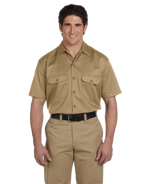 Men's Short Sleeve Work Shirt - - 14742 1574 316E6 Dickies Dress Shirts Mens & Unisex Pockets S&S Deep Deals Short Sleeves Tops Visible Logos Workwear Wovens & Dress Shirts