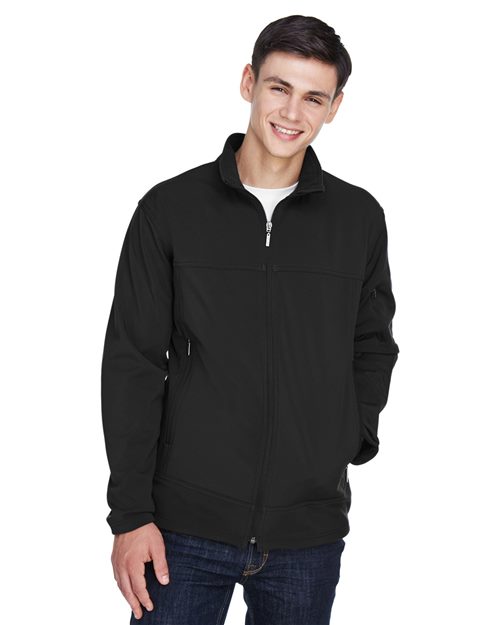 Men's Three layer Fleece Performance Soft Shell Jacket - - 15450 132D3 8-8.9 oz 88099 AB Exclusive Brands Adjustable CA New ab Drawstring Fleece Full-Zips Jackets Mens & Unisex New AB North End Outerwear Performance Pockets Polyester Soft Shells Spandex Waterproof Zips