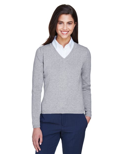 Women's V-Neck Sweater - - 15749 8-8.9 oz 806B2 AB Exclusive Brands CA New ab Cotton - 100% D475W Devon & Jones Knit Long Sleeves New AB Polos & Knits S&S Deep Deals S&S Exclusive Brands Sweaters Tops V-Neck Womens Wovens