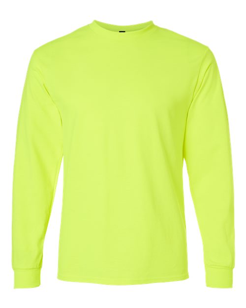 Gildan 2400, Unisex Ultra Cotton Long Sleeve T-shirt, Safety Green