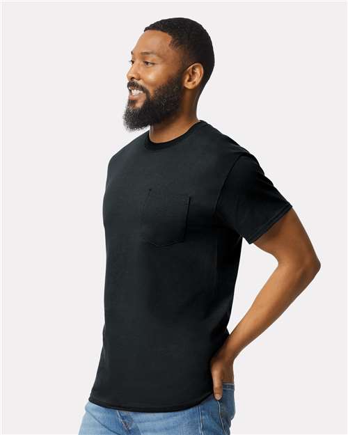 Gildan 2300, Unisex Ultra Cotton Pocket T-shirt, Black