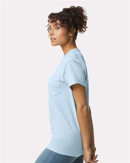 Gildan 2300, Unisex Ultra Cotton Pocket T-shirt, Light Blue