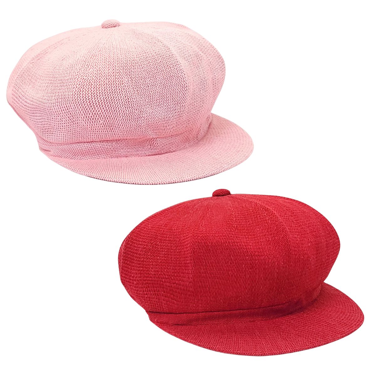 Newsboy Hat -Mesh , Pink & Red