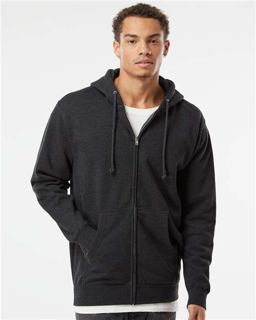 Independent Trading Co. IND4000Z, Unisex Heavyweight Full-zip Hooded Sweatshirt, Charcoal Heather