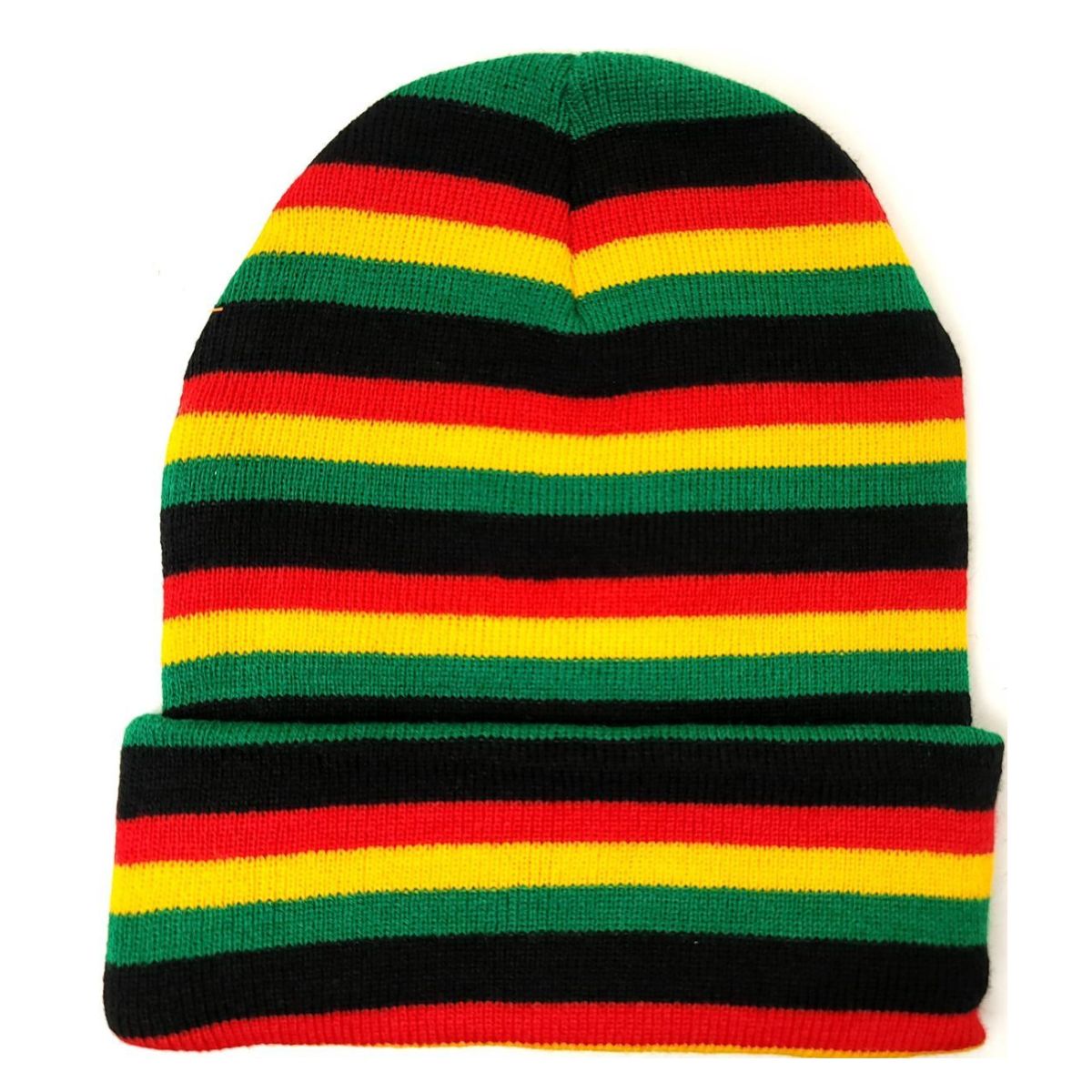 Plain Toque - Rasta Stripes Pattern, with Cuff Rasta Colours OSFA Dozen Special