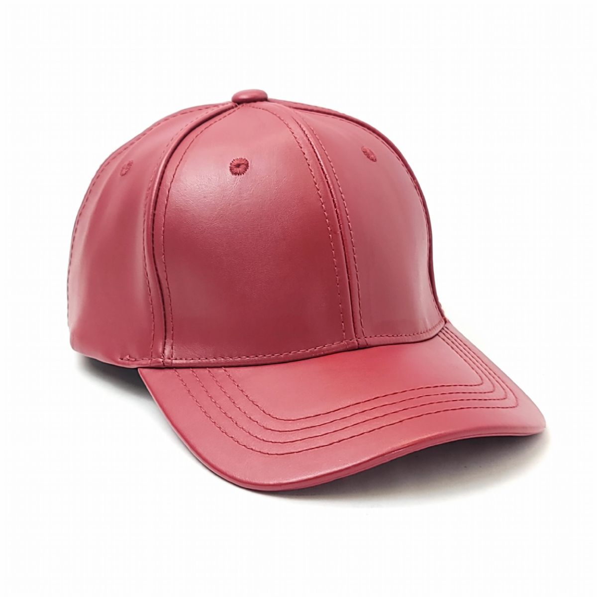 Plain PU Leather Cap - Solid Colours, OSFA Red OSFA Plain Cap