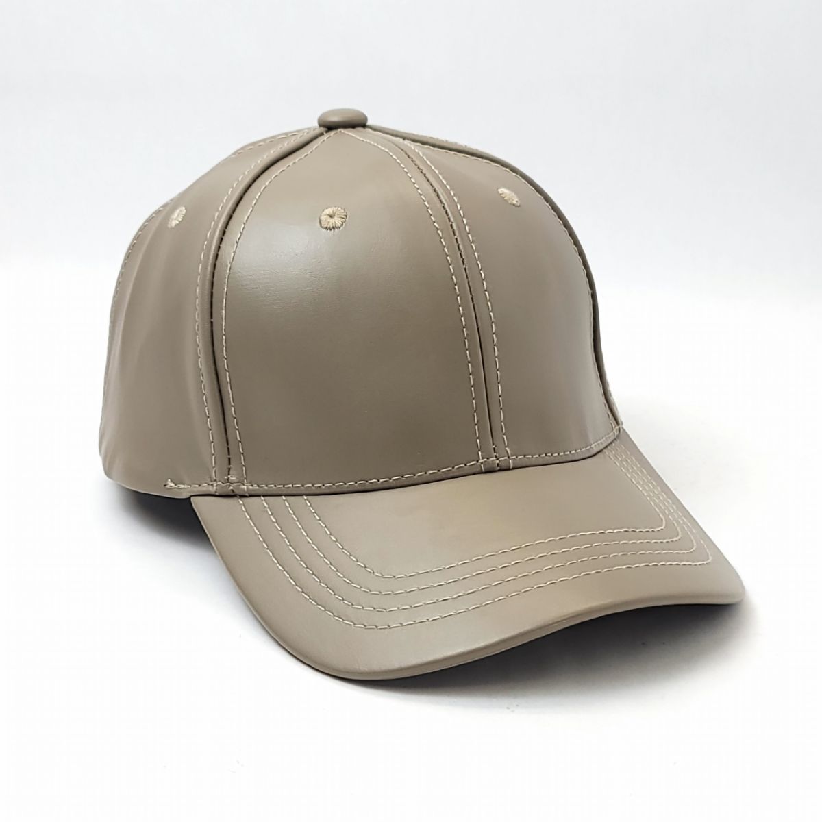 Plain PU Leather Cap - Solid Colours, OSFA Khaki OSFA Plain Cap