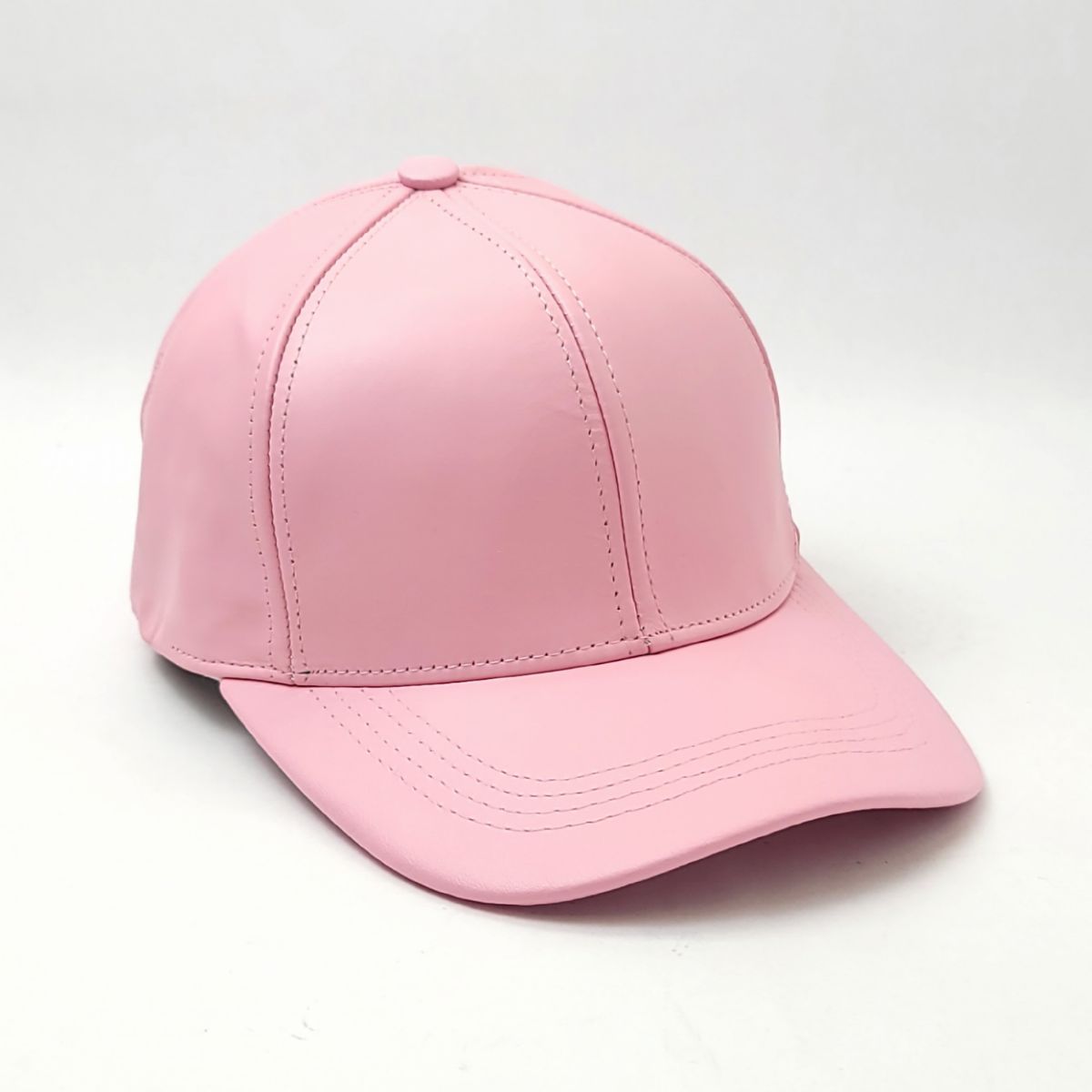Plain Genuine Leather Baseball Cap - Multi Colours, OSFA, Made in USA Light Pink OSFA Plain Cap