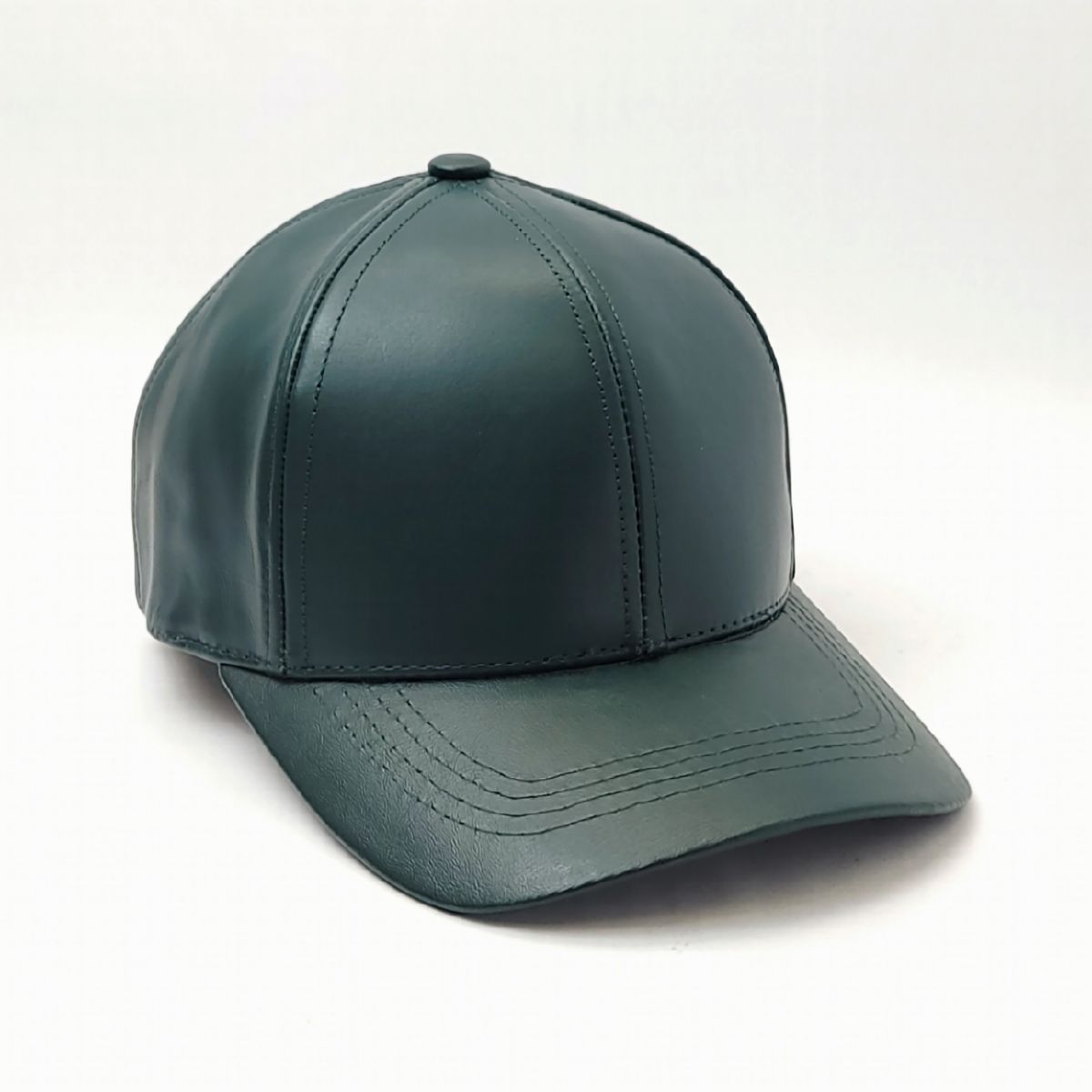 Plain Genuine Leather Baseball Cap - Multi Colours, OSFA, Made in USA Dark Green OSFA Plain Cap